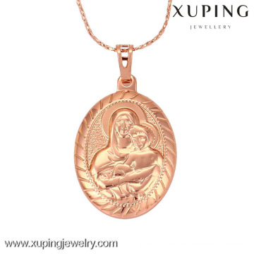 32144 Pendentif Mary ovale couleur or rose, bijoux pendentif mère et enfant